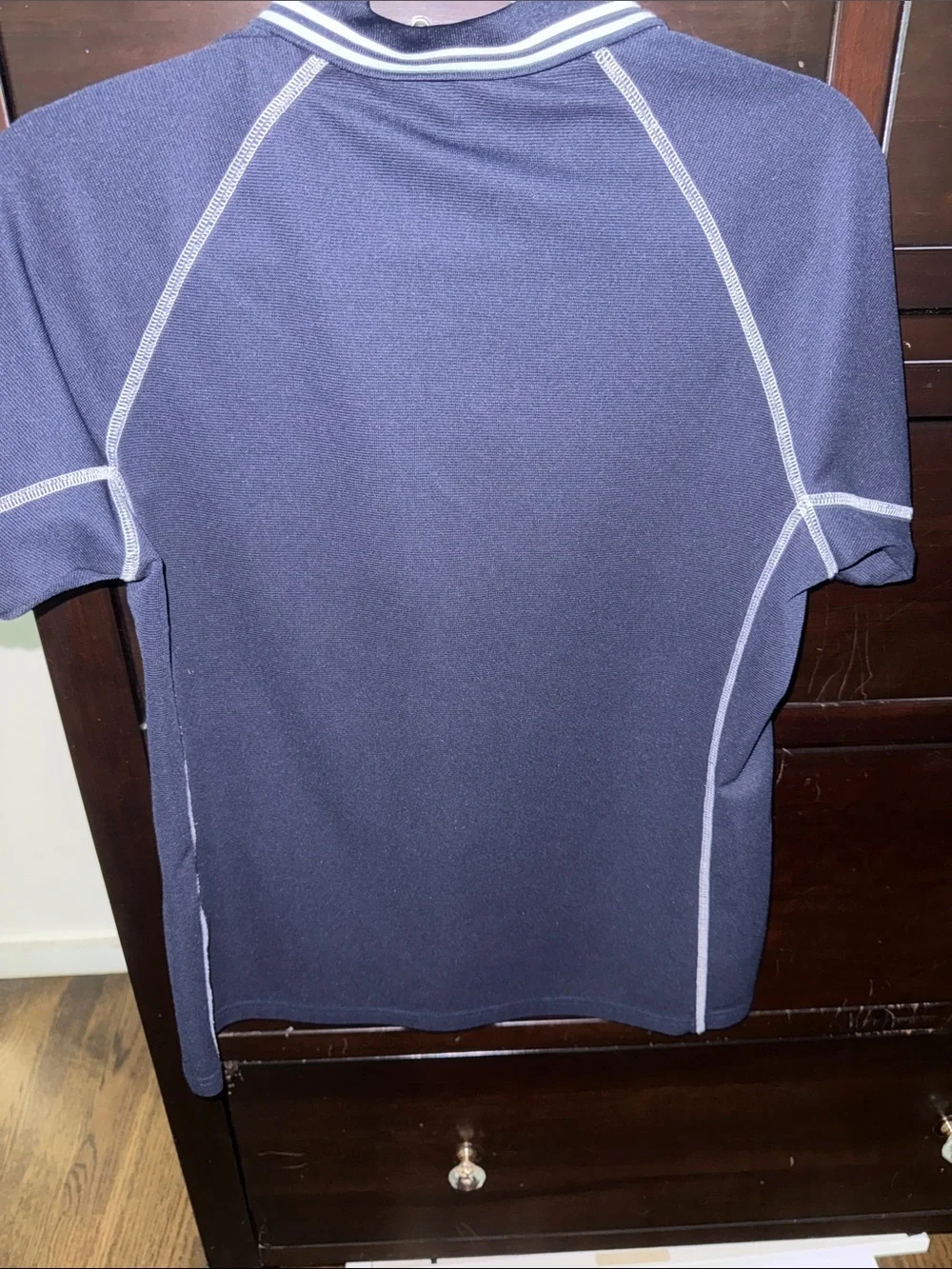 Lacoste Navy Blue Polo with White Trim and Green Croc Logo